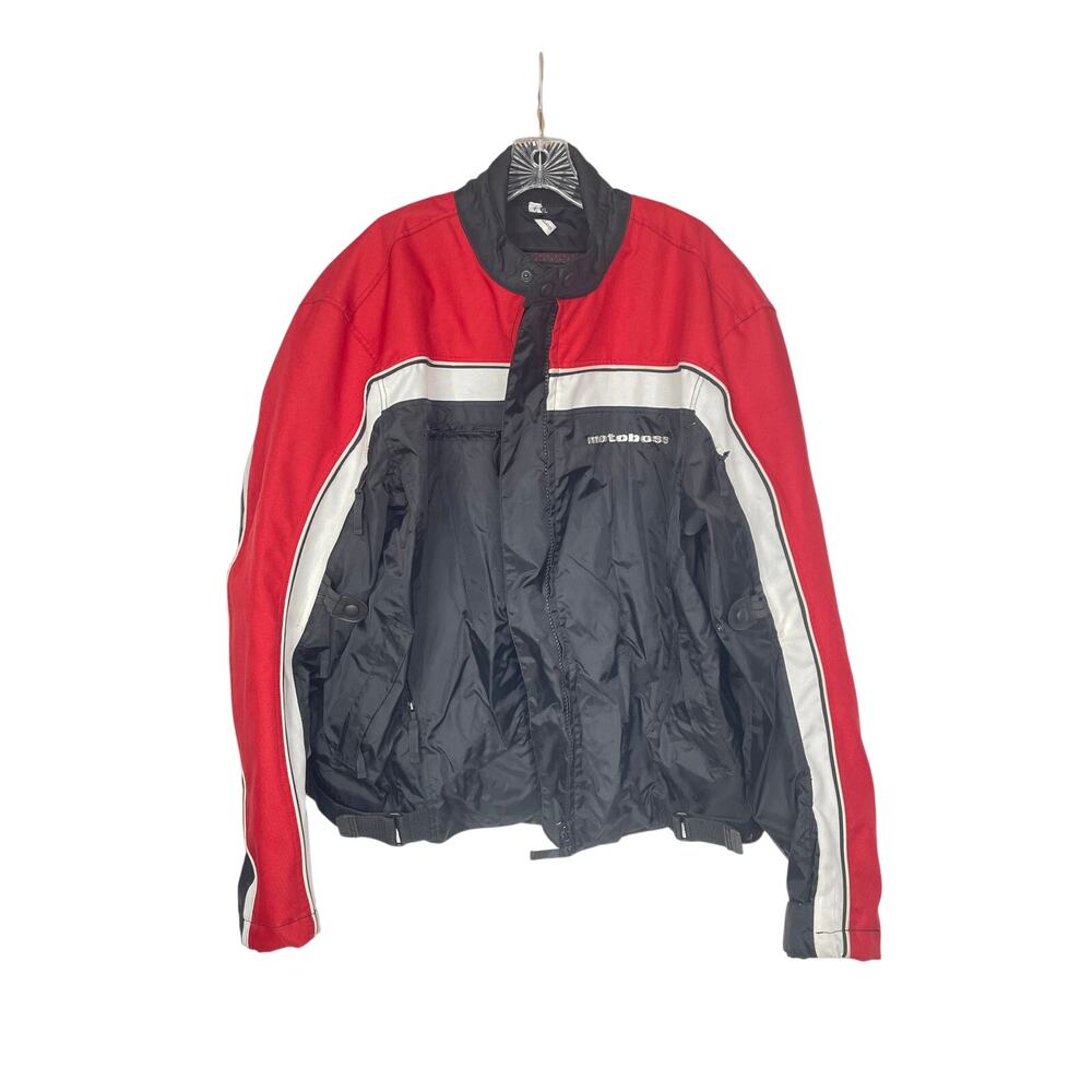 Motoboss men's Motorcycle jacket red, Black XXL